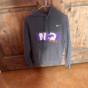 Nike Charcoal Hoodie with Purple and Orange Design